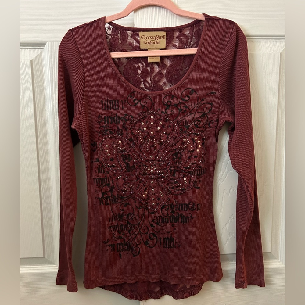 Cowgirl legend embroidery with lace back size M